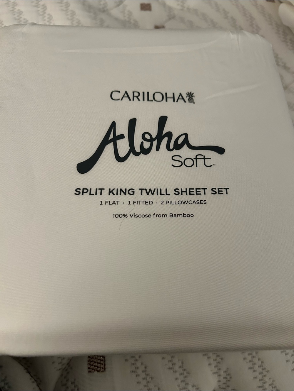 Cariloha Aloha Soft Split King Twill Sheet Set - White